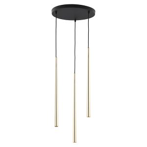 Lampa wisząca Piano 3-punktowa metalowa złoto-czarna 56962