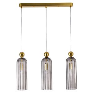 Lampa wisząca Piega 3-punktowa szklana złoto-szara 57298 Lampa wisząca Piega 3-punktowa szklana złoto-szara 57298