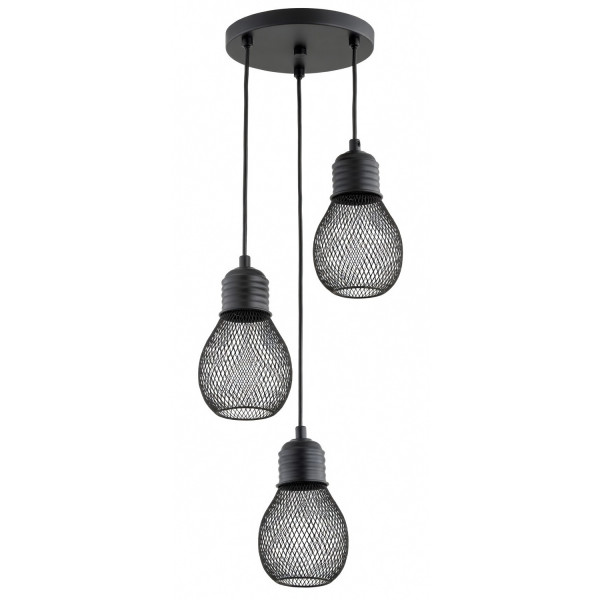 Lampa wisząca PIKOLO siateczkowe klosze czarna 3xE14x10W IP20 Alfa 1018988