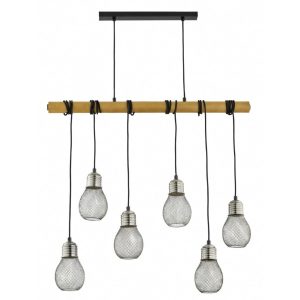Lampa wisząca PIKOLO siateczkowe klosze jasne drewno 6xE14x10W IP20 Alfa 1019292