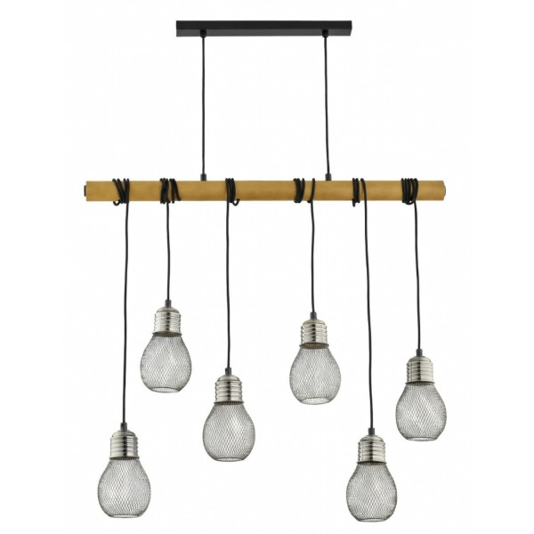 Lampa wisząca PIKOLO siateczkowe klosze jasne drewno 6xE14x10W IP20 Alfa 1019292