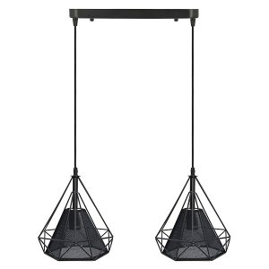 Lampa wisząca Piramida 2-punktowa metalowa czarna 36500 Lampa wisząca Piramida 2-punktowa metalowa czarna 36500