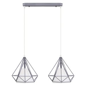 Lampa wisząca Piramida 2-punktowa tkaninowa biało-szara 41625 Lampa wisząca Piramida 2-punktowa tkaninowa biało-szara 41625