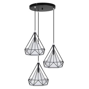 Lampa wisząca Piramida 3-punktowa metalowa czarno-biała 36510 Lampa wisząca Piramida 3-punktowa metalowa czarno-biała 36510
