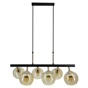 Lampa wisząca Piran 6-punktowa metalowa czarno-złota 1077801