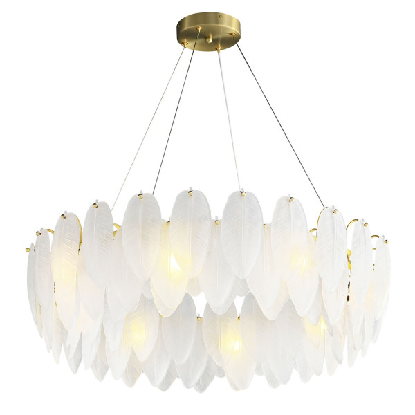 Lampa wisząca PIUMA mosiądz biała 80 cm 813377