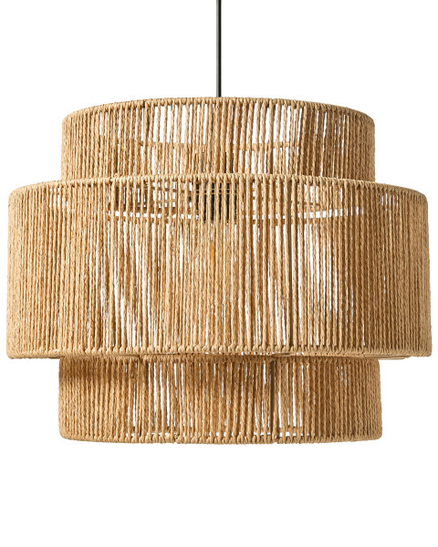 Lampa wisząca pleciona podstawa matowa żyrandol ze sznurków naturalna 793536