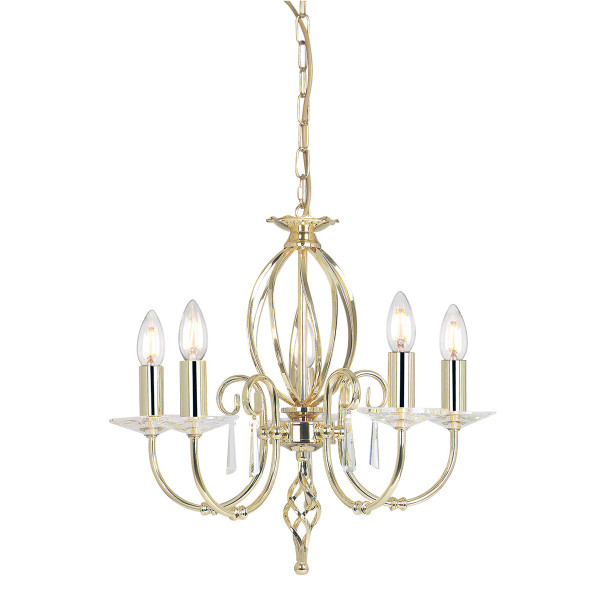 Lampa wisząca polerowany mosiądz Aegean 5xE14x60W Elstead 850490