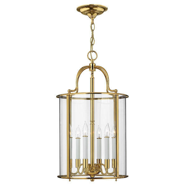 Lampa wisząca polerowany mosiądz Gentry 6xE14x60W wym: 64x35x35 cm Hinkley 852256