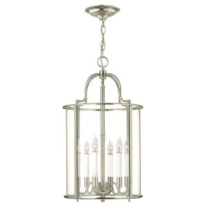 Lampa wisząca polerowany nikiel Gentry 6xE14x60W wym: 64x35x35 cm Hinkley 852269