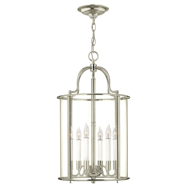 Lampa wisząca polerowany nikiel Gentry 6xE14x60W wym: 64x35x35 cm Hinkley 852269