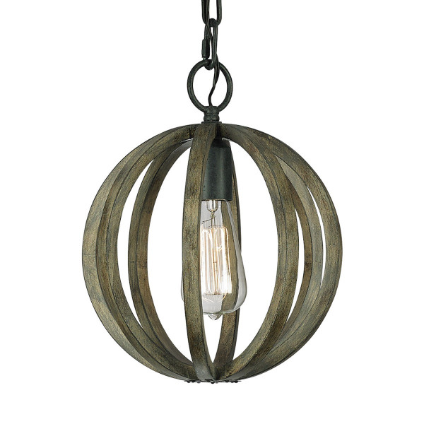 Lampa wisząca postarzane drewno Allier 1xE27x60W Feiss 850420