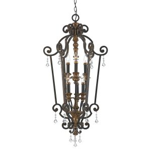 Lampa wisząca postarzany brązowo-złota Marquette 6xE14x60W Quoizel 849361