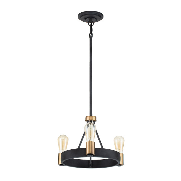 Lampa wisząca postarzany cyno-stary mosiądz Silas 3xE27x60W Quintiesse 849451