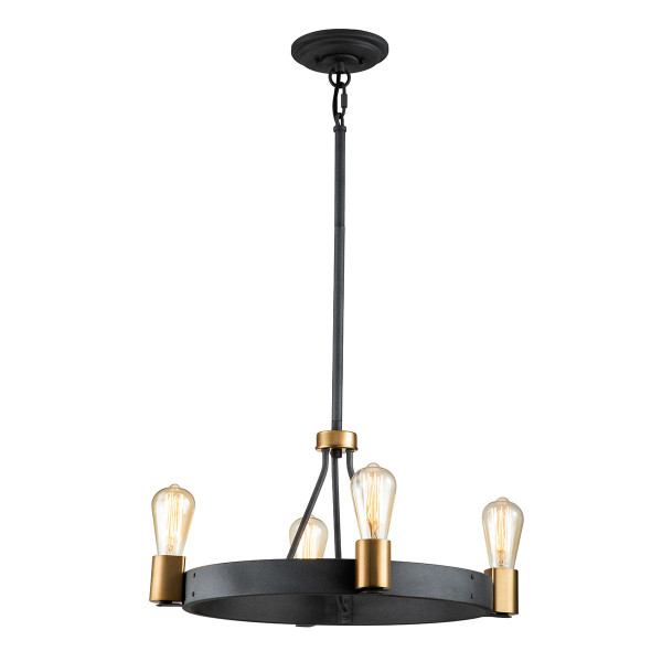 Lampa wisząca postarzany cyno-stary mosiądz Silas 4xE27x60W Quintiesse 849382