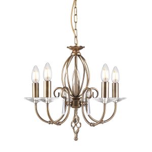 Lampa wisząca postarzany mosiądz Aegean 5xE14x60W Elstead 850293