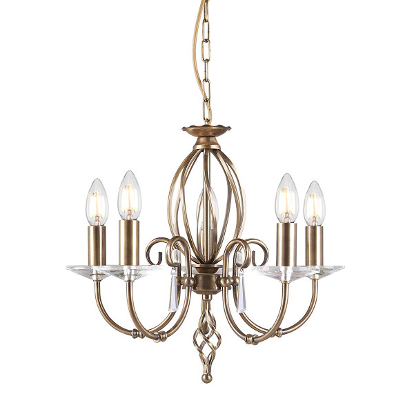Lampa wisząca postarzany mosiądz Aegean 5xE14x60W Elstead 850293