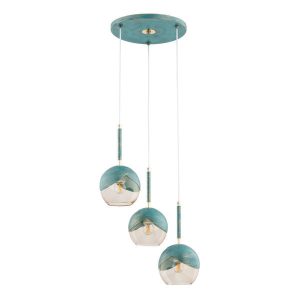 Lampa wisząca PRADA złoto-miętowa 3xE27x15W wym:85x38x38cm IP20 Alfa 1027002