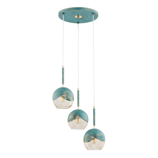 Lampa wisząca PRADA złoto-miętowa 3xE27x15W wym:85x38x38cm IP20 Alfa 1027002
