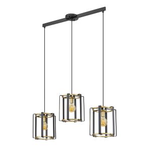 Lampa wisząca Primero otwarte klosze czarna 3xE27x60W IP20 Italux 1019098