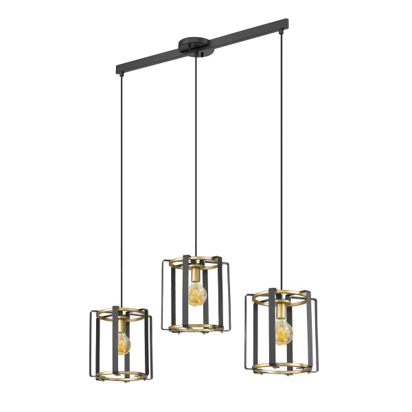 Lampa wisząca Primero otwarte klosze czarna 3xE27x60W IP20 Italux 1019098
