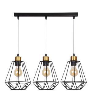 Lampa wisząca PRIMO czarny+złoty 3x60w e27 klosz czarny 796712 Lampa wisząca PRIMO czarny+złoty 3x60w e27 klosz czarny 796712