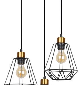 Lampa wisząca PRIMO talerz czarny+złoty 3x60w e27 klosz czarny 796711 Lampa wisząca PRIMO talerz czarny+złoty 3x60w e27 klosz czarny 796711