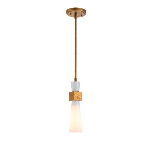 Lampa wisząca przecierane złoto-opalowy KRISTY 1xE27x40W Elstead 837969