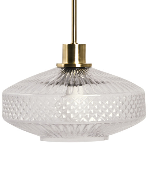Lampa wisząca przezroczysta ze szklanym abażurem 879389