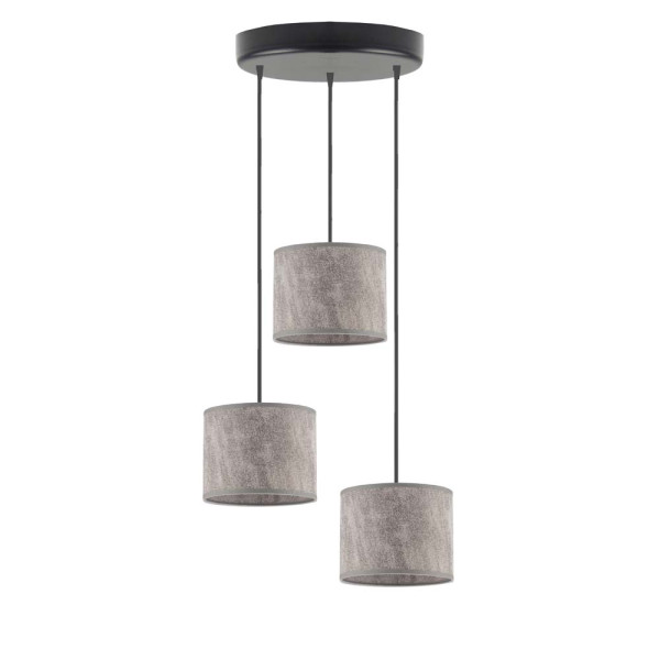 Lampa wisząca PUEBLO sufitowa 3 pkt Czarny/ Szary Melanż (Beton) 961641