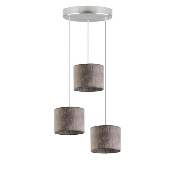 Lampa wisząca PUEBLO sufitowa 3 pkt Stal szczotkowana/ Szary Melanż (Beton) 961086