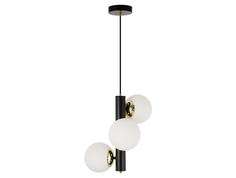 Lampa wisząca Puli 3-punktowa metalowo-szklana biało-czarna 854810
