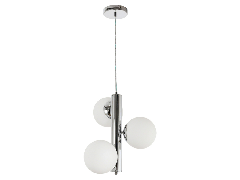 Lampa wisząca Puli 3-punktowa metalowo-szklana biało-srebrna 854809