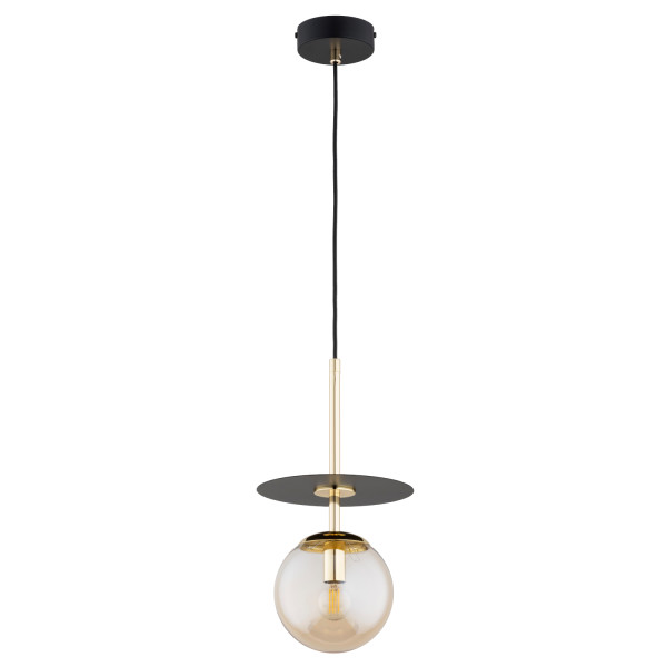 Lampa wisząca QEENCY bursztynowa kula czarna 1xE14x10W IP20 Alfa 1019233