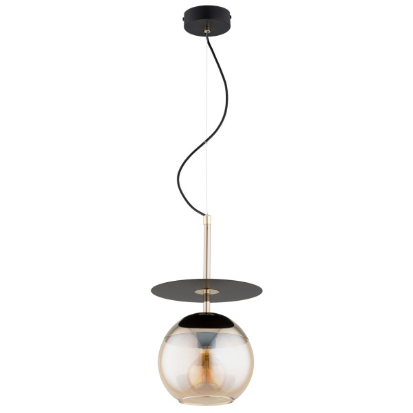 Lampa wisząca QEENCY bursztynowa kula na sticku czarna 1xE27x15W IP20 Alfa 1019134
