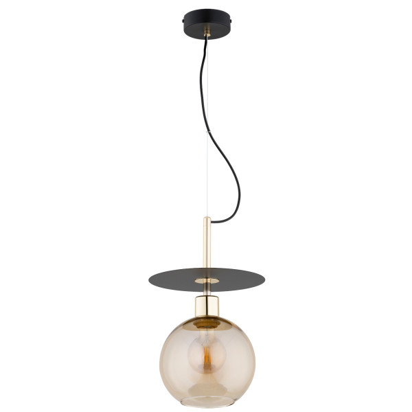 Lampa wisząca QEENCY bursztynowa kula na sticku czarna 1xE27x15W IP20 Alfa 1019381