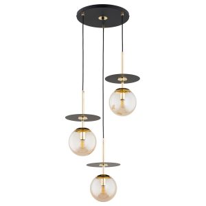 Lampa wisząca QEENCY bursztynowe kule czarna 3xE14x10W IP20 Alfa 1019238 Lampa wisząca QEENCY bursztynowe kule czarna 3xE14x10W IP20 Alfa 1019238