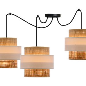 Lampa wisząca Rattan 3-punktowa metalowa czarna 201587 Lampa wisząca Rattan 3-punktowa metalowa czarna 201587