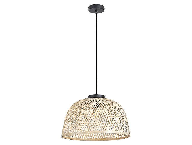 Lampa wisząca Rattan metalowa beżowo-czarna 299690