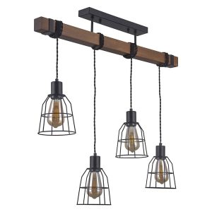 Lampa wisząca Reda4-punktowa drewniana brązowa 43896