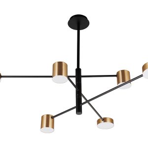 Lampa wisząca Remdal 6-punktowa stalowa czarno-złota 44920 Lampa wisząca Remdal 6-punktowa stalowa czarno-złota 44920