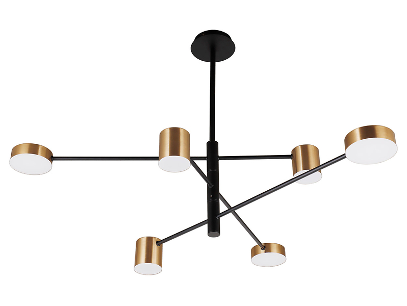 Lampa wisząca Remdal 6-punktowa stalowa czarno-złota 44920
