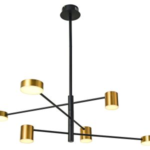 Lampa wisząca Remdal 6-punktowa stalowa złoto-czarna 44921 Lampa wisząca Remdal 6-punktowa stalowa złoto-czarna 44921