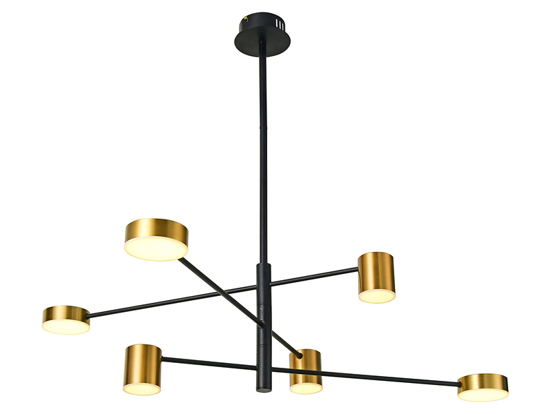 Lampa wisząca Remdal 6-punktowa stalowa złoto-czarna 44921