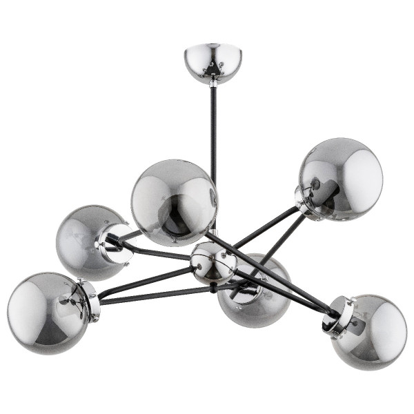 Lampa wisząca RESTO chromowana czarna-dymiona 6xE14x10W IP20 Alfa 984838