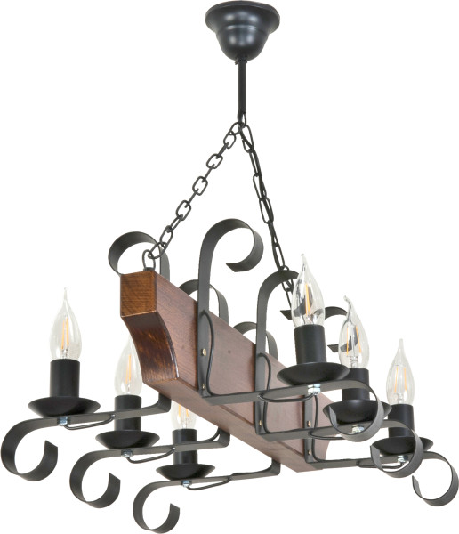 Lampa wisząca retro drewniana do salonu EDYLIT 6xE14 NIKOLAS 11-979 1048910