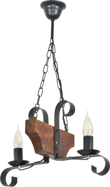 Lampa wisząca retro drewniana EDYLIT żyrandol 2xE14 NIKOLAS 11-978 1048853