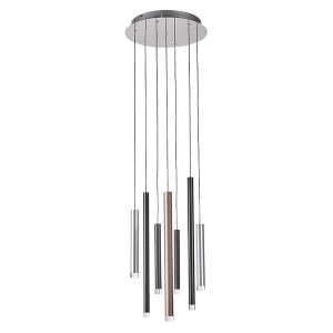 Lampa wisząca Reyna 7-punktowa stalowa srebrna 63659