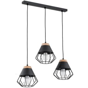 Lampa wisząca RINA czarna-jasne drewno 3xE27x15W wym:90x52x20cm IP20 Alfa 1025722