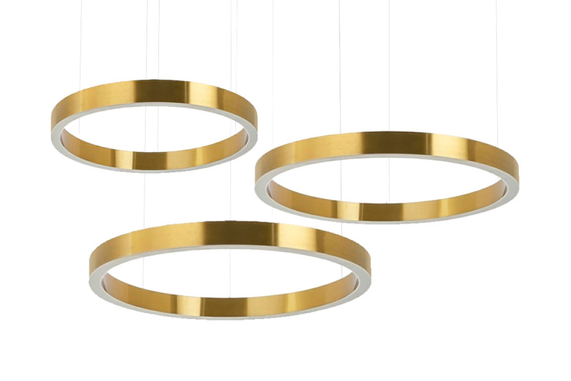 Lampa wisząca RING 40 + 60 + 60 złota na jednej podsufitce 148141